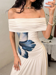 Elegant Floral Print Off-Shoulder Dress