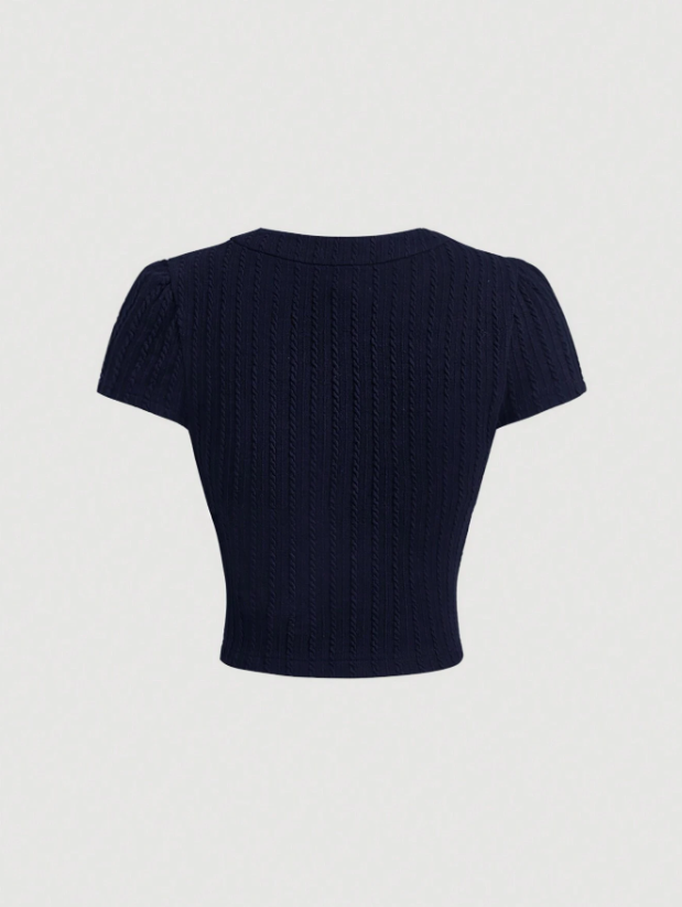 Metal Button Short Sleeve Top