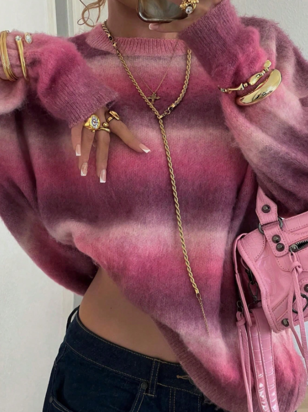 Colorful Streetwear Y2K Loose Long Sleeve Knitted Sweater Top