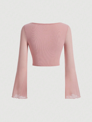 Sapphire Tie Front Bell Sleeve Crop