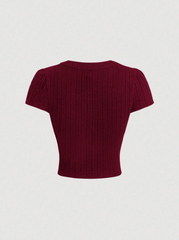 Metal Button Short Sleeve Top