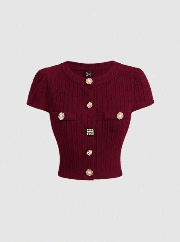 Metal Button Short Sleeve Top