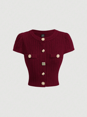 Metal Button Short Sleeve Top
