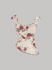 Coquette Blossom Asymmetric Corset Top