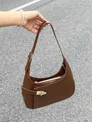 Hobo Bag Black Buckle Decor