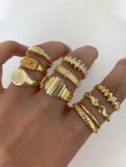 10pcs Women's Star Shaped Diamond Decor Ring Set