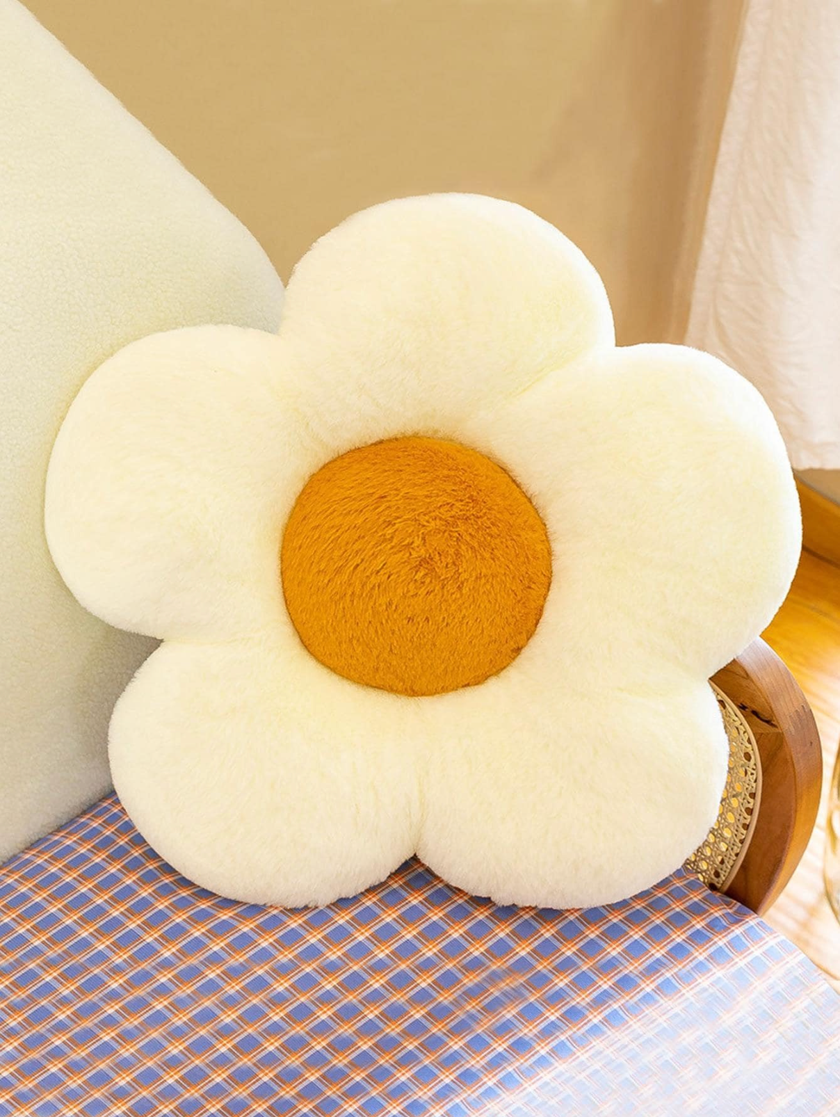 1pc Flower Design Decorative Pillow, Modern Corduroy Decorative Pillow For Home