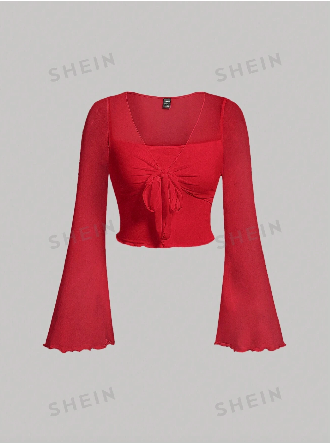 Tie Front Bell Sleeve T-Shirt
