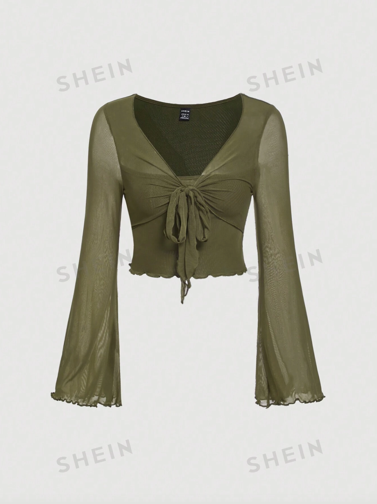 Tie Front Bell Sleeve T-Shirt