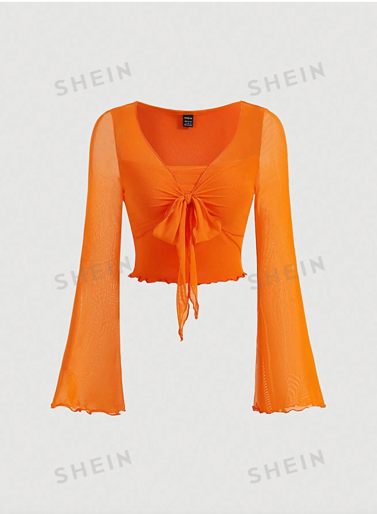 Tie Front Bell Sleeve T-Shirt