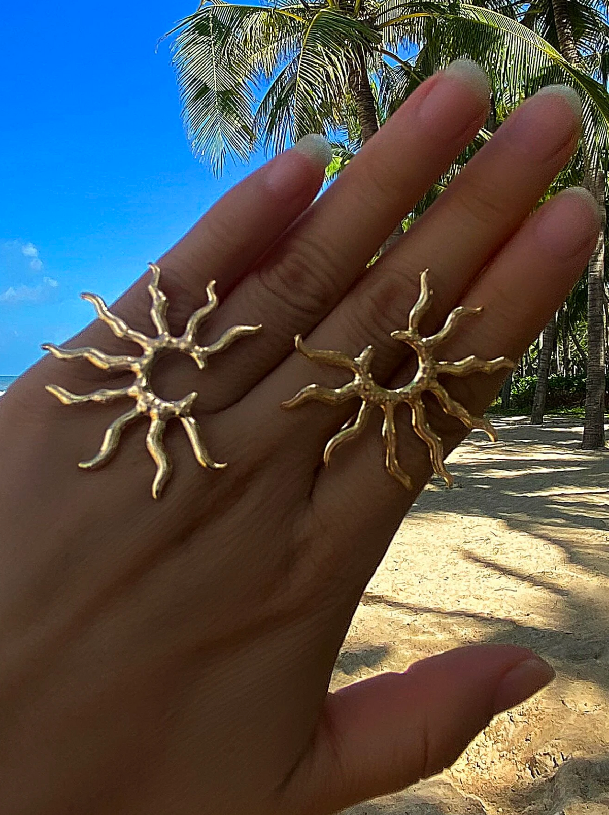 Sun Design Stud Earrings