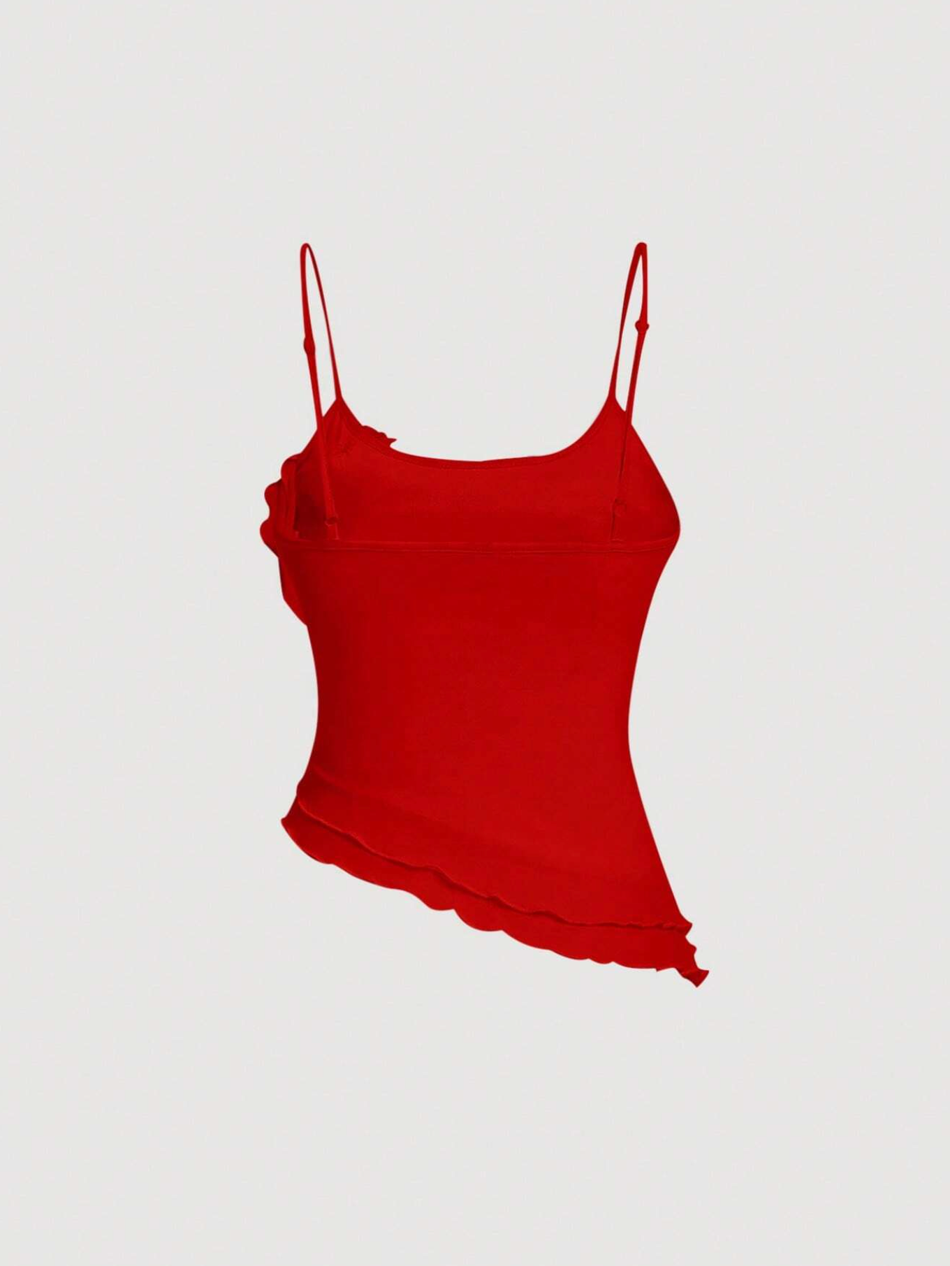 3D Rosette Frill Trim Asymmetrical Hem Cami Top