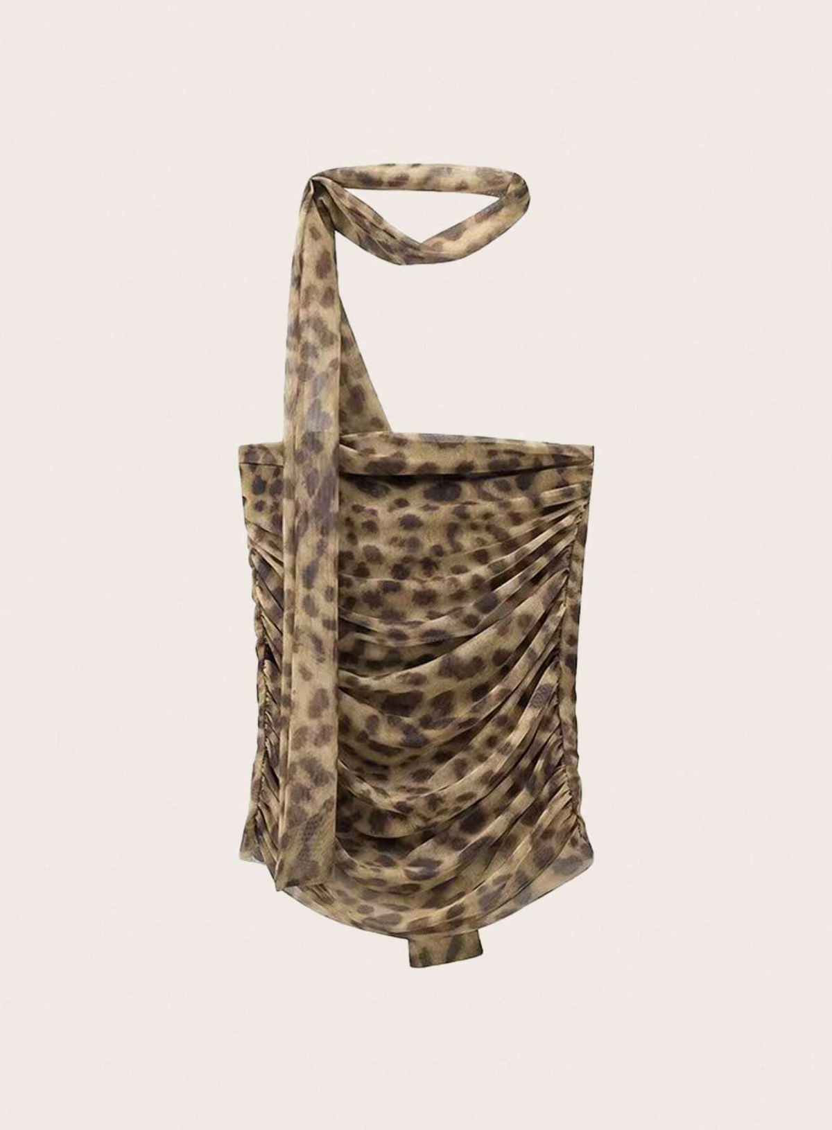 Leopard Print Bandeau Top With Ruched Detail