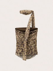 Leopard Print Bandeau Top With Ruched Detail