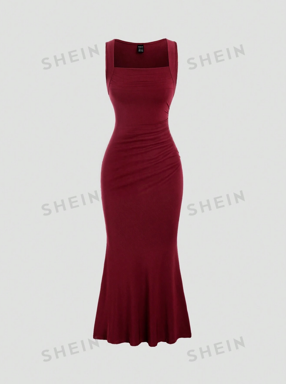 Square Neck Pleated Sleeveless Dress