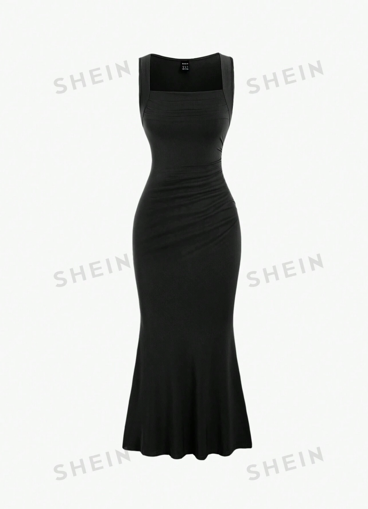 Square Neck Pleated Sleeveless Dress