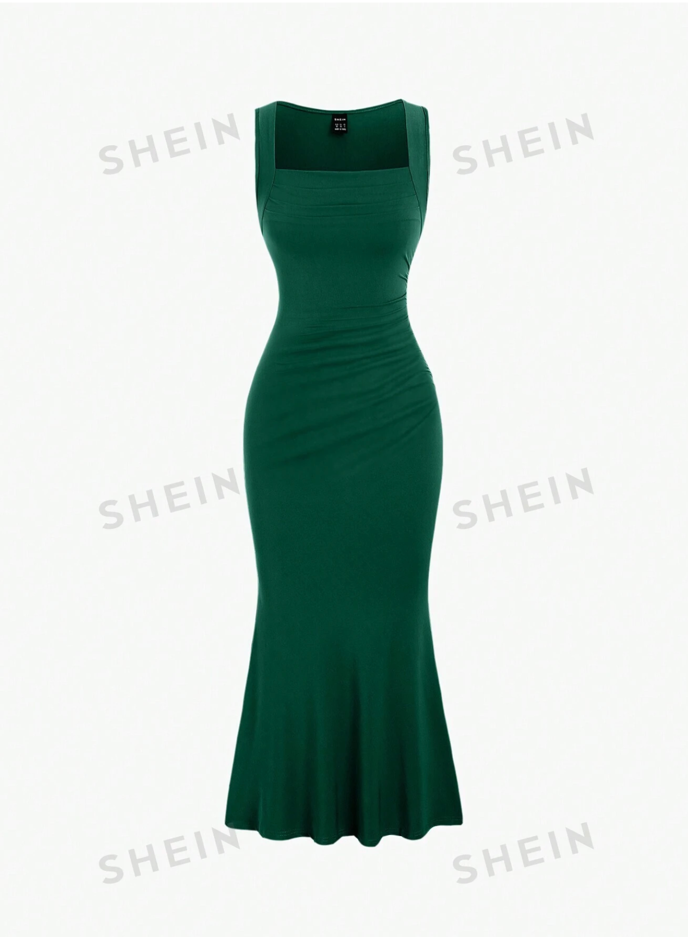 Square Neck Pleated Sleeveless Dress