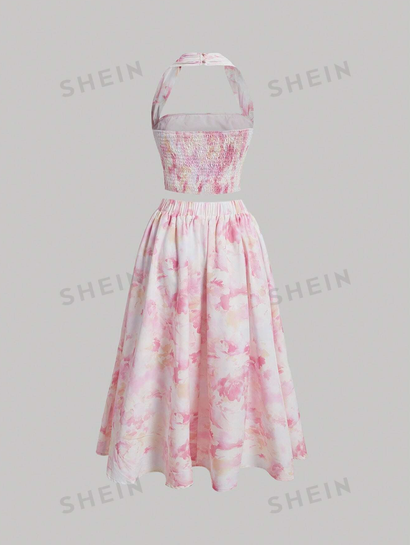 Tie-Dye Halter Top And Skirt Set