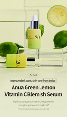 Anua Green Lemon Vitamin C Serum with Vitamin E, Hyaluronic & Ferulic Acid 0.67 fl.oz / 20ml