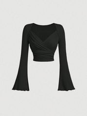 Overlapping Bell Sleeve Top