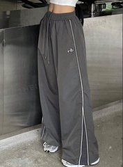 Loose Wide Leg Pants With Contrast Color Stripe