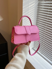 Minimalist Top Handle Flap Square Bag pink