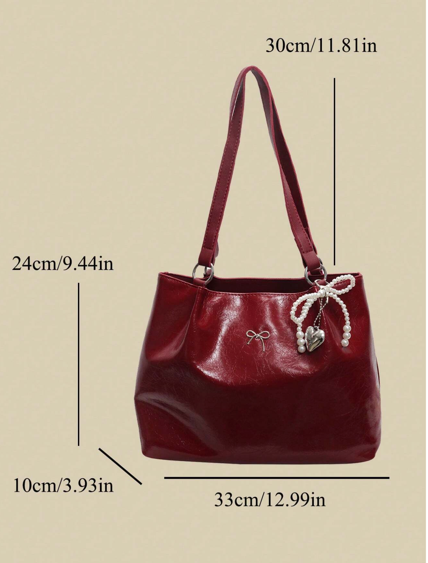Crackle PU Large Capacity Tote Bag With Chain Strap
