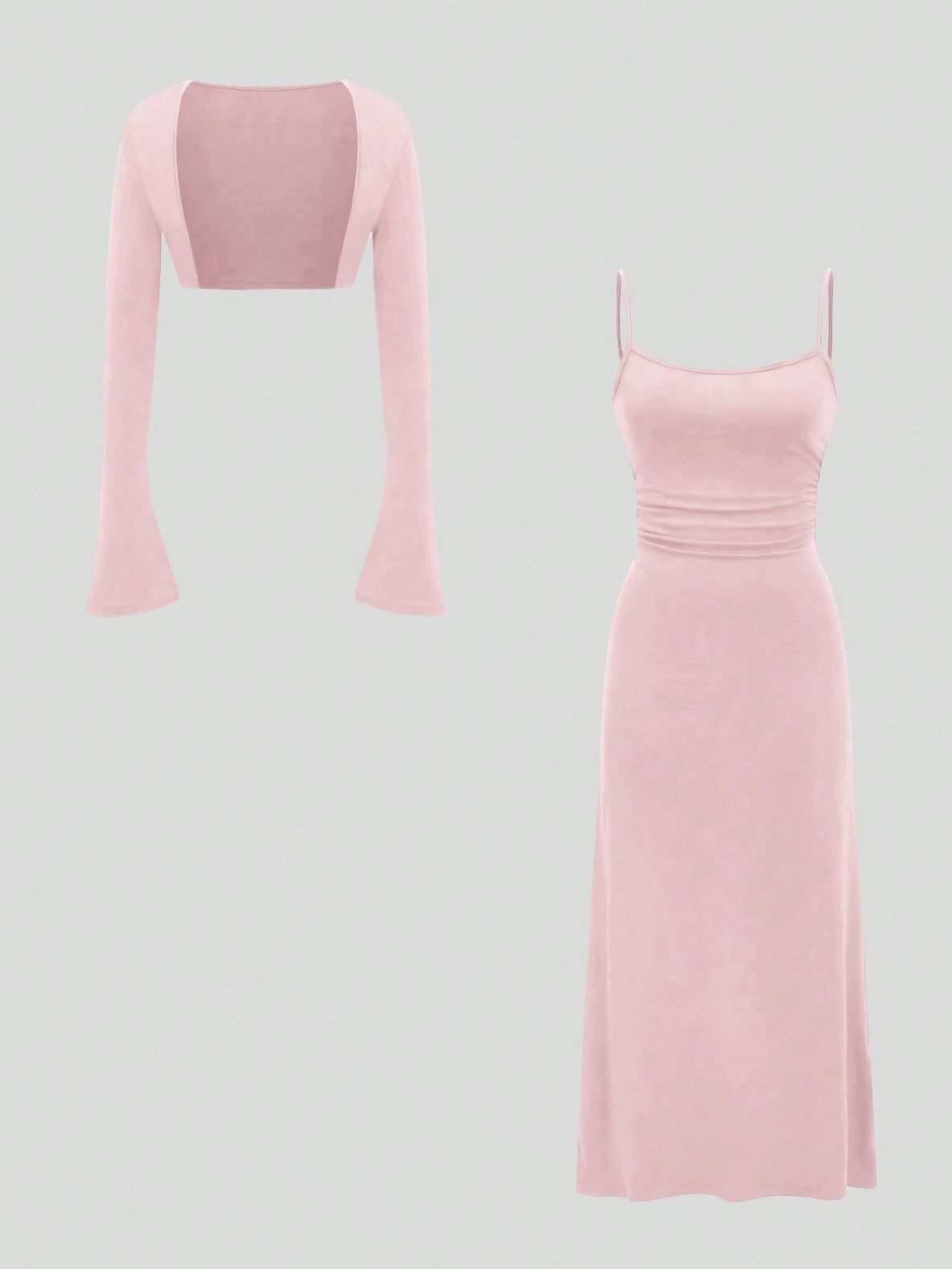 Tank Dress And Flared Sleeve Cami Top Set