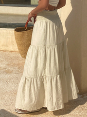 High Waist Ruffle Hem Midi Skirt