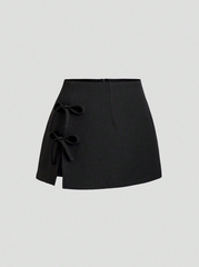Bowknot Lace-Up Mini Skirt