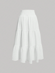 High Waist Ruffle Hem Midi Skirt