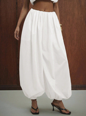 Elastic Waist Loose Fit Ankle Length Pants