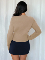 Asymmetric Button Knit Cardigan