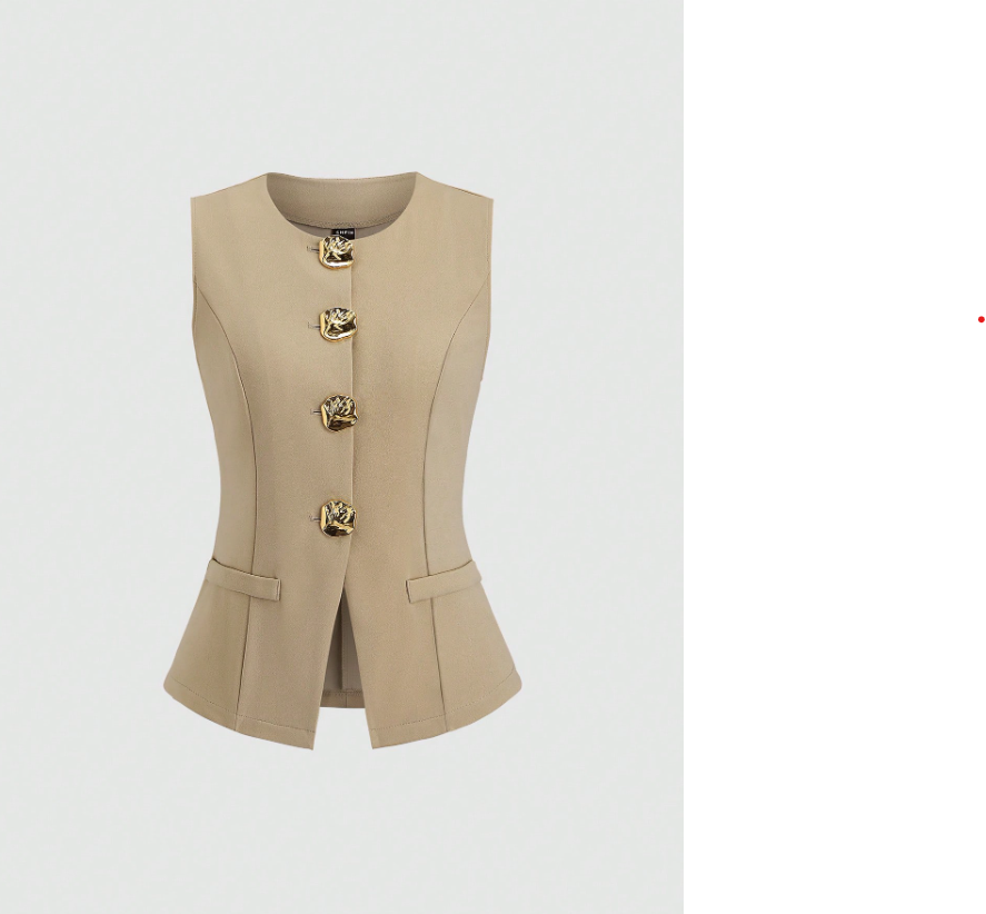 Metal Button Sleeveless Thin Blazer