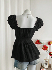 Butterfly Cuff Short Sleeved Chiffon Shirt