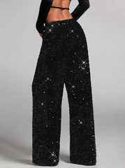 Velvet Shiny Sequin Casual Pants