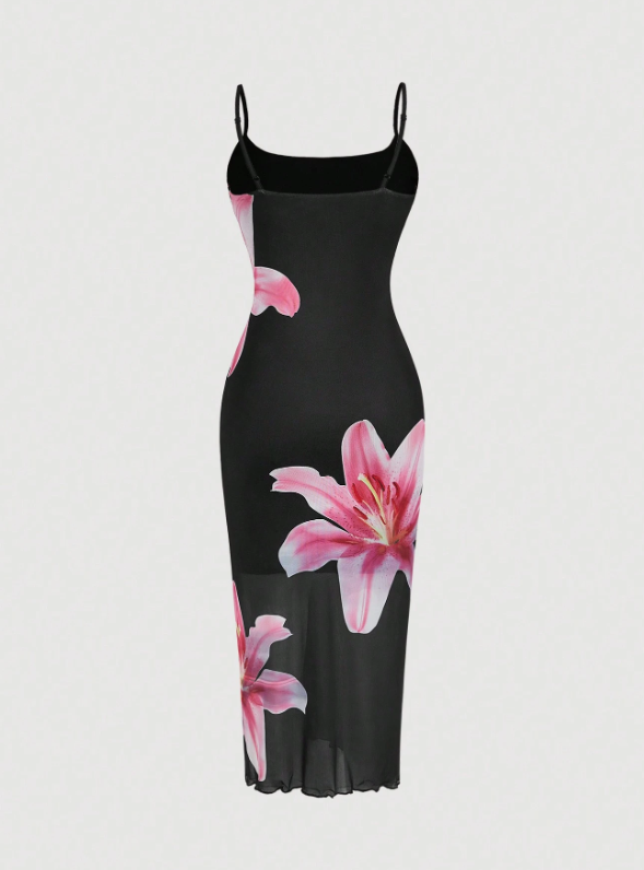Elegant Floral Print Camisole Dress