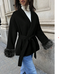 Fuzzy Cuff Overcoat