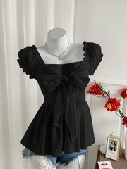 Butterfly Cuff Short Sleeved Chiffon Shirt