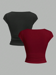 2pcs Short Sleeve T-Shirt For Women
