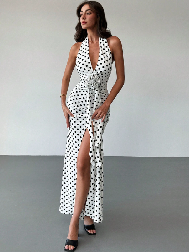 Elegant Heavy Handmade Twist Flower 3D Floral Dress