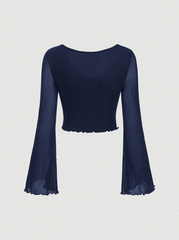 Tie Front Bell Sleeve T-Shirt