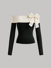Bow Decorated Off Shoulder Top