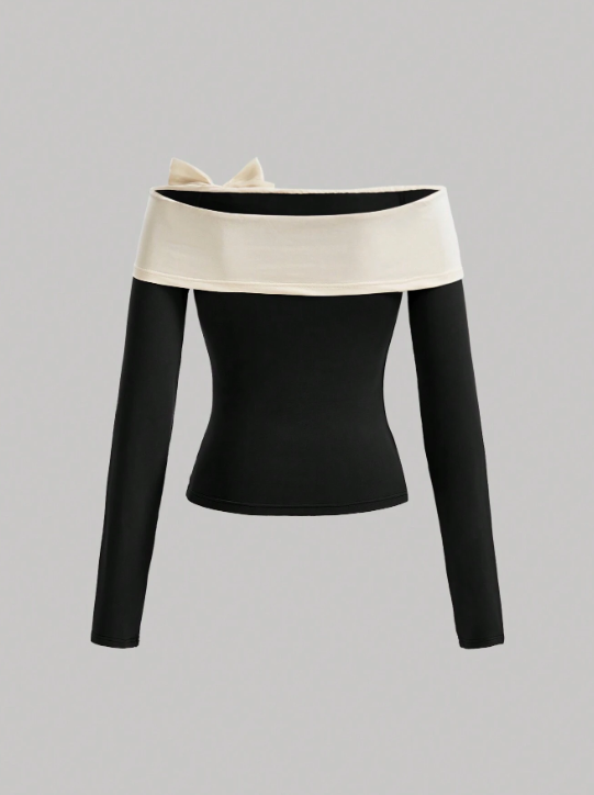 Bow Decorated Off Shoulder Top