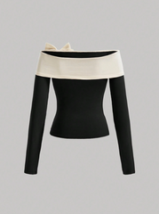 Bow Decorated Off Shoulder Top