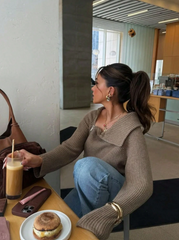 Diagonal Zip Design Ribbed Sweater Cardigan