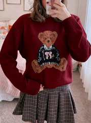 Cute Bear Pattern Knit Pullover Sweater
