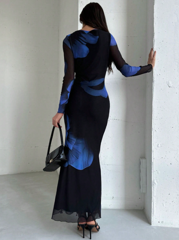 Mesh Print Party Cocktail Dress