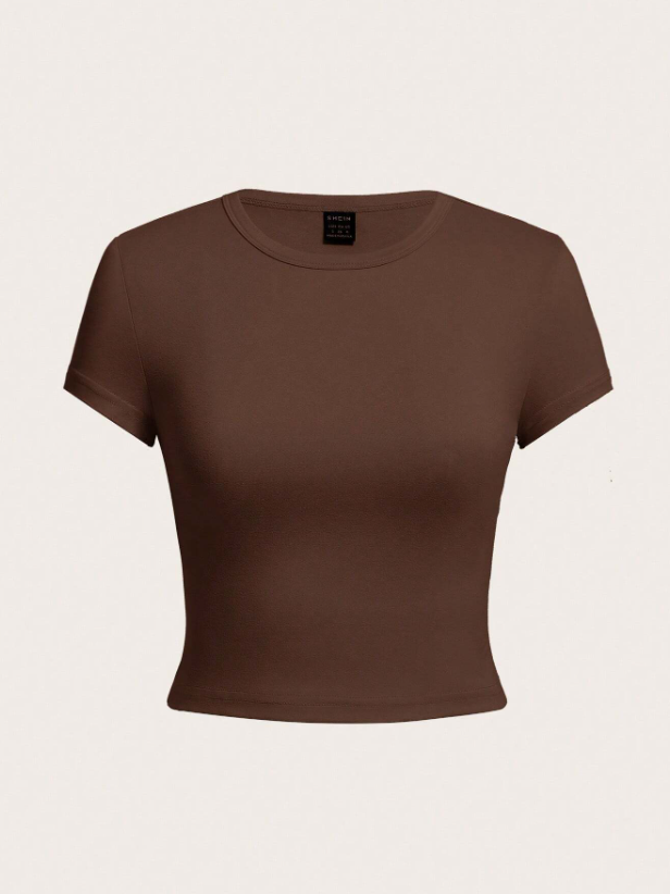 Solid Color Short Crop Tight-Fitting T-Shirt 4pcs