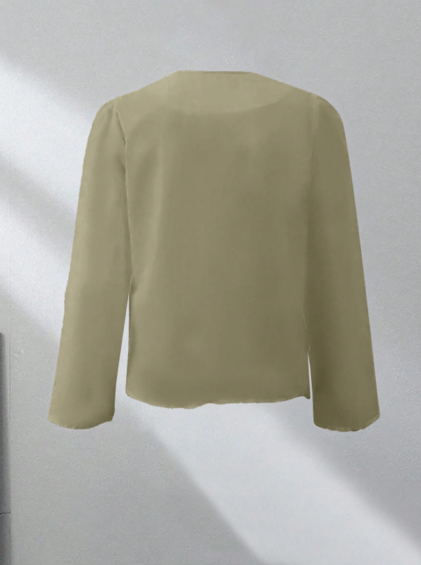 Dropped Shoulder Long Sleeve Self-Tie Front Loose Shirt